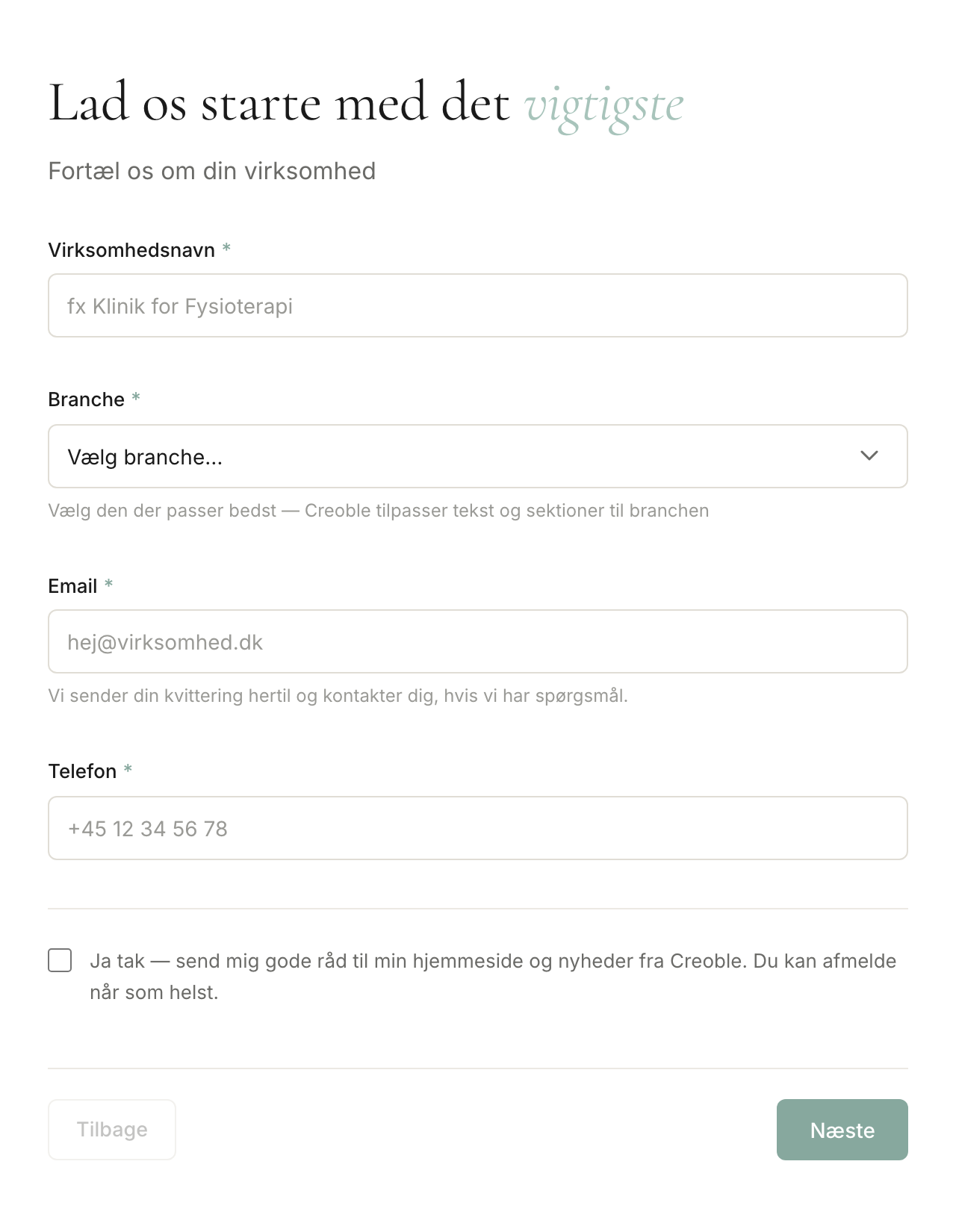Virksomhedsnavn, Næste
